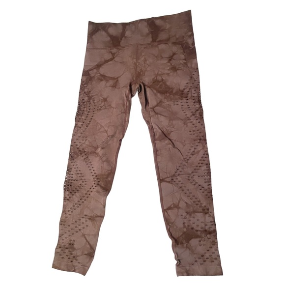 Betsey Johnson Tie Dye Gray Brown High Waisted Seamless 7/8 Leggings - Picture 2 of 10